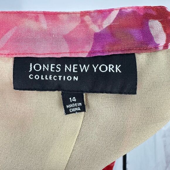 Jones New York Womens Silk Midi Skirt Size 14 Pink Floral Flowy Fairy Romantic - Picture 3 of 11